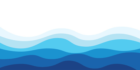 Sea waves layered vector background illustration and sea beach vector illustration.