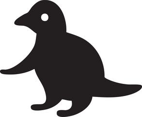 stylized black penguin stands upright on a white background.