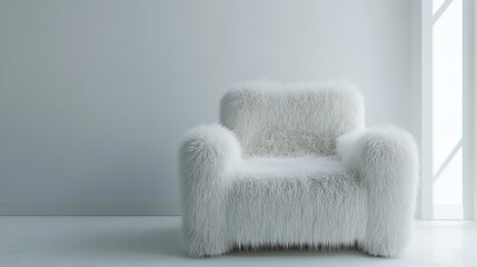 A modern white chair on white background