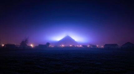 Mysterious illuminated structure night scene