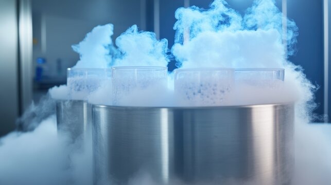 Liquid nitrogen tank with biotechnology specimen containers