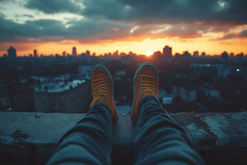 Man sitting on a rooftop