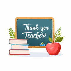 A heartfelt thank-you message for teachers, with classroom accents and soft design.
