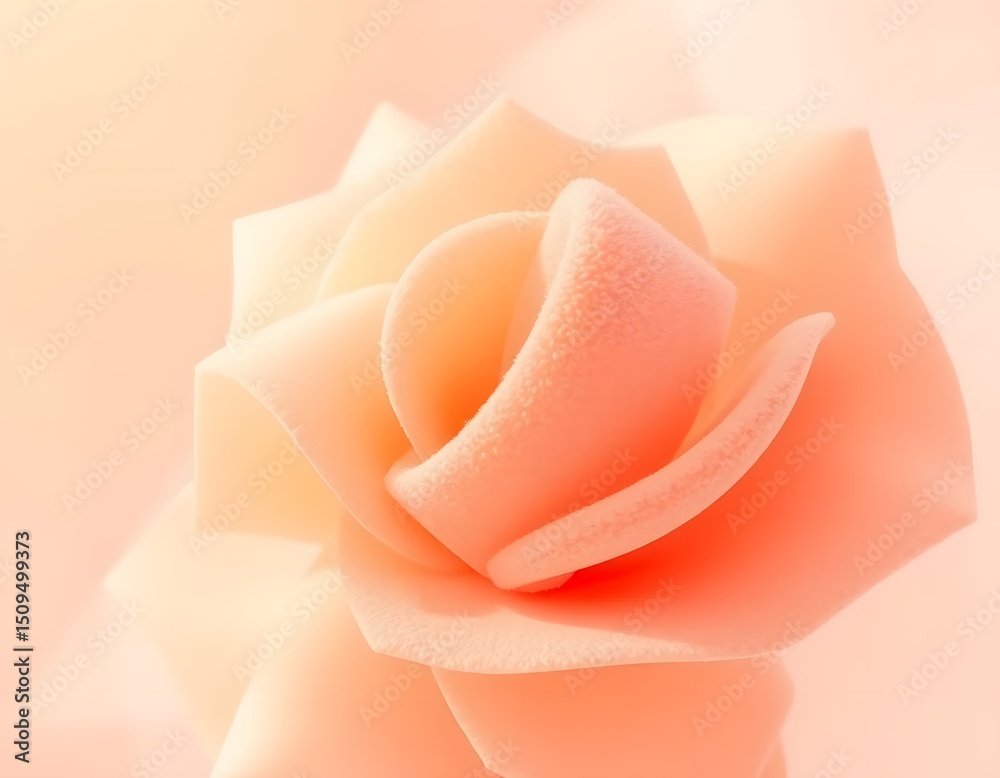 Poster soft peach abstract, a digital sculpture showcasing gentle gradients with modern geometric shapes. a