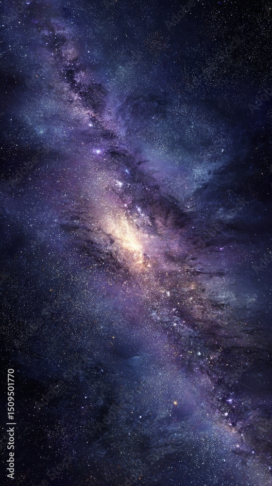 Wall mural purple and blue milky way galaxy at night