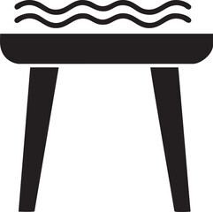Fototapeta premium simple black table rests atop two dark legs with water ripples above.