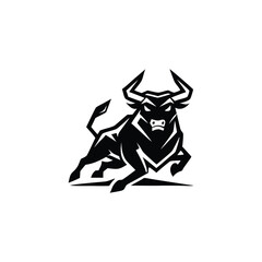 Fototapeta premium Geometric Bull Logo. Powerful Stylized Geometric Bull Attack Design