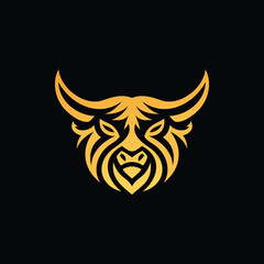 Yak Head Logo. Unique Thick Line Yak Head Symbol