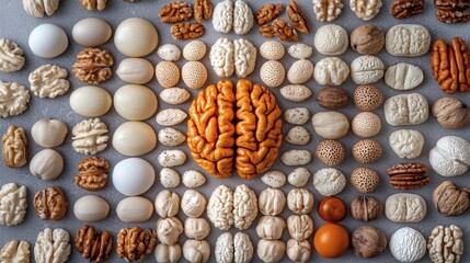 neurodiversity at work minimal flat lay of assorted objects in different textures, conceptual metaphor of unique minds, soft light with copy space