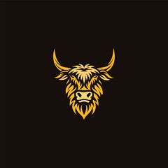 Highland Cattle Logo – Simple and Luxurious Cow Emblem for Farming and Refining