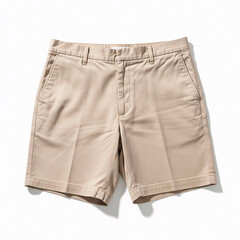 Beige short pants isolated on white background front view