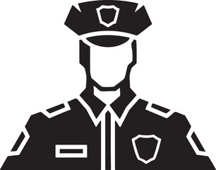 Naklejka premium silhouetted police officer stands attentively in a formal uniform.