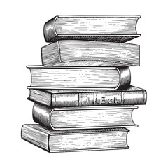 Fototapeta premium stack of antique books stands upright displaying aged leather covers and intricate details.