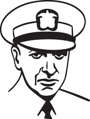 Obraz premium stern-faced man wears a peaked police hat.
