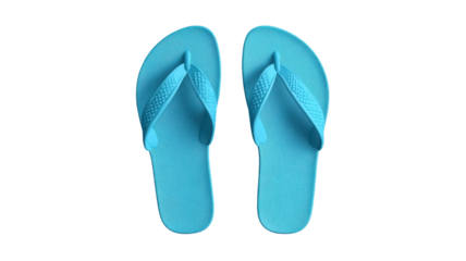 Blue rubber strap shoes with textured sole isolated on white background