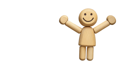 Smiling Happy Human Figure with Open Arms Isolated on White Background