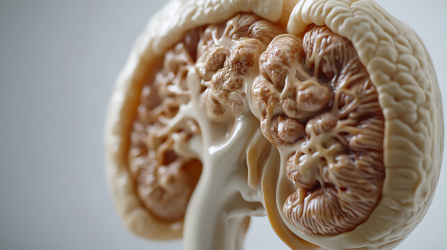 Detailed Model of Human Kidneys Highlighting Internal Structures