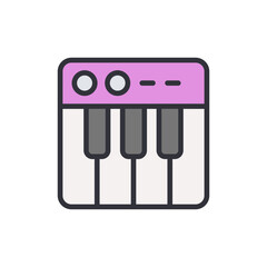 Stylized Illustration Of A Small Electronic Keyboard On Transparent Layer