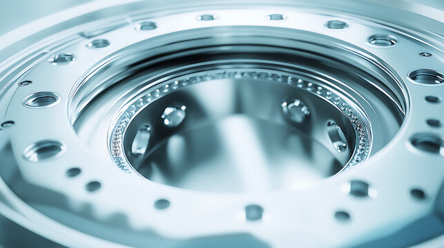 Close-up of a Precision-Machined Metal Component with Bolt Holes