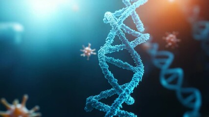 Dna helix and virus particles medical science visualization - Powered by Adobe