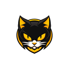 Black cat logo flat vector design