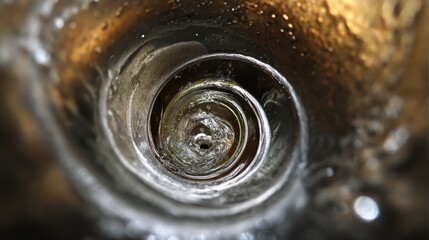 Water Spiraling Down Drain Abstract Vortex Photography