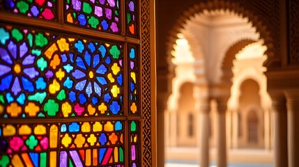 Colorful Stained Glass Window in Moorish Palace