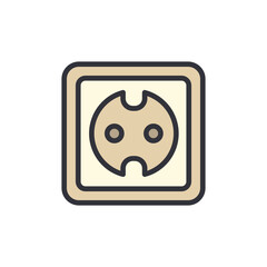 Isolated Illustration Of An Electrical Outlet With A Square Frame