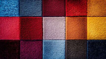 Fototapeta premium Colorful Carpet Samples Texture Background Swatches