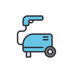 Isolated Illustration Of A Blue Pressure Washer With Spray Gun
