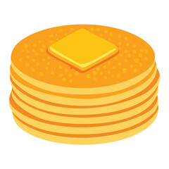 stack of pancakes butter - vector illustration