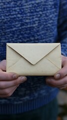 Aged cream-colored envelope held in hands