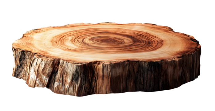 Rustic Tree Stump with Natural Wood Grain Patterns on Black Surface for Organic Decor and Nature Photography
