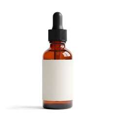 Fototapeta premium Amber glass dropper bottle mockup for essential oils serum or liquid product with blank label template