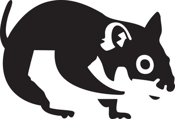 Obraz premium stylized black rodent explores a white surface.