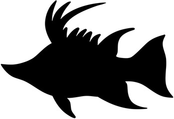 Hogfish Silhouette Vector Shadow Illustration
