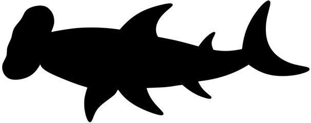 Hammerhead Shark Silhouette Vector Shadow Illustration