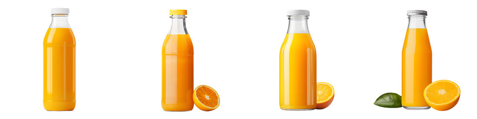 Orange juice in glass bottles