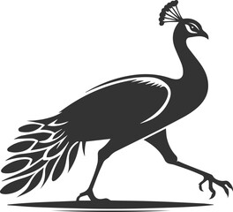 Fototapeta premium Black vector design silhouette of a peacock drawing