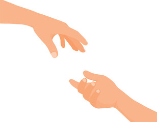 Two hands reaching to each other, hand gesturing giving helping hope and support