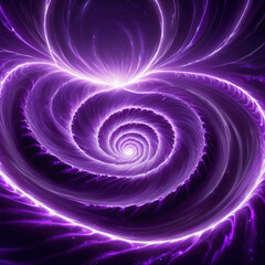 Spiral purple light pattern with intricate curves and glowing effects, creating a mesmerizing abstract design that captures attention with its deep colors and fluid shapes.