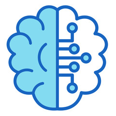 Brain With Circuit  Icon Element For Design	