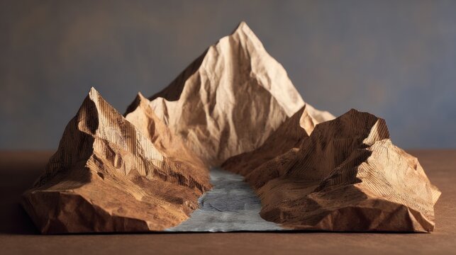 Sculpted mountain landscape artwork