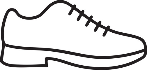 black leather shoe rests on a white surface.