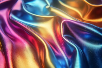 Obraz premium Captivating chrome gradient with sci-fi wave structures and reflective highlights.