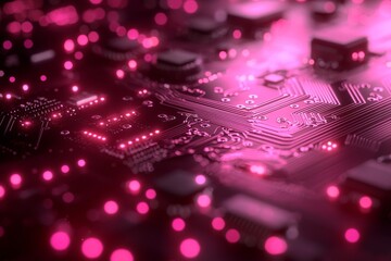 Obraz premium Futuristic circuit board with glowing neon accents