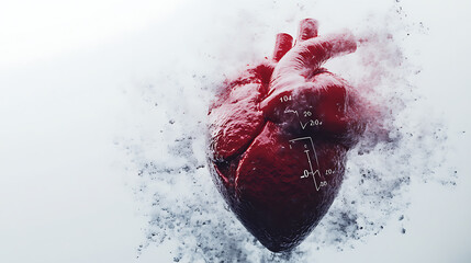Human Heart Emerging from Dust with Diagram Overlay