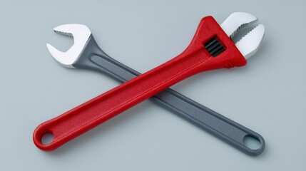 Red   Gray Adjustable Wrenches Crossed  Repair Tools  DIY  Maintenance  Handyman