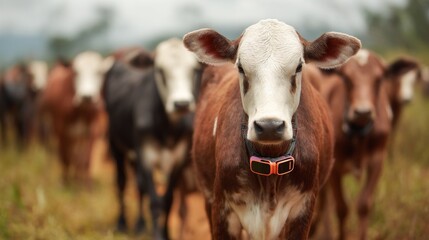 Cattle grazing in rural pastures agricultural field animal photography natural environment close-up view livestock management