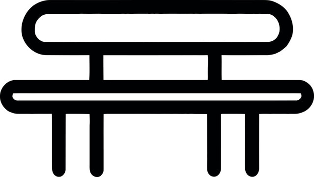 recommend clip art: Simple black outline bench icon